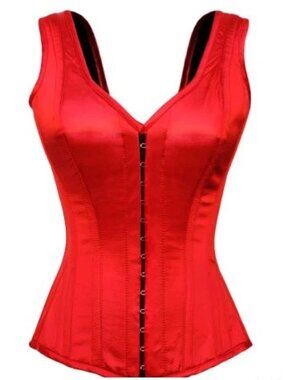 Authentic Satin Shoulder Straps Overbust Steel Boned Corset